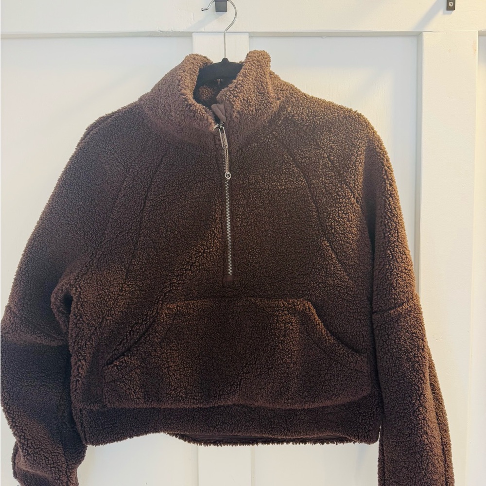 Lululemon Sherpa 1/2 Zip Pullover XS/S Brown Cropped Fleece
